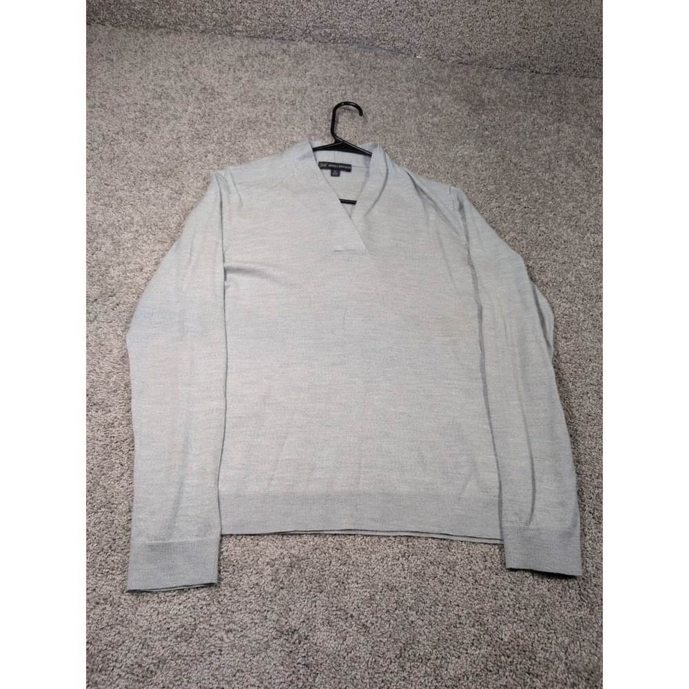 Brooks Brothers 346 Mens XL Gray 100% Merino Wool V-Neck Sweater Long Sleeve
